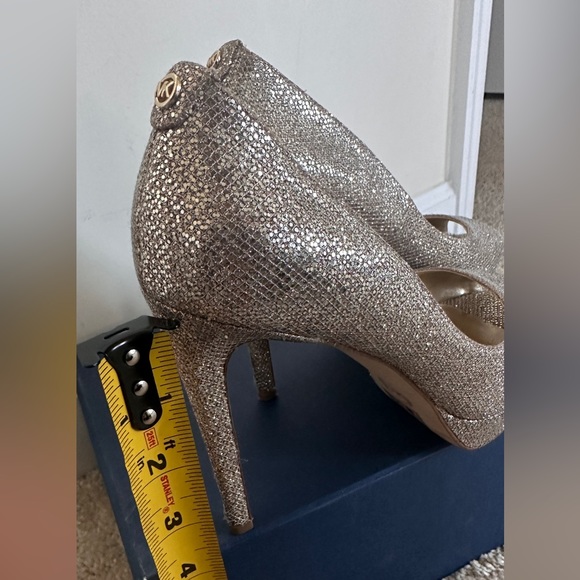 Gold Sparkly Peep-Toe Pumps - Picture 12 of 12